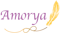 Logo principal Amorya : nom + plume jaune
